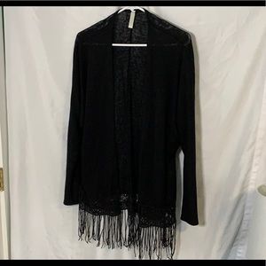 Fringe trim cardigan